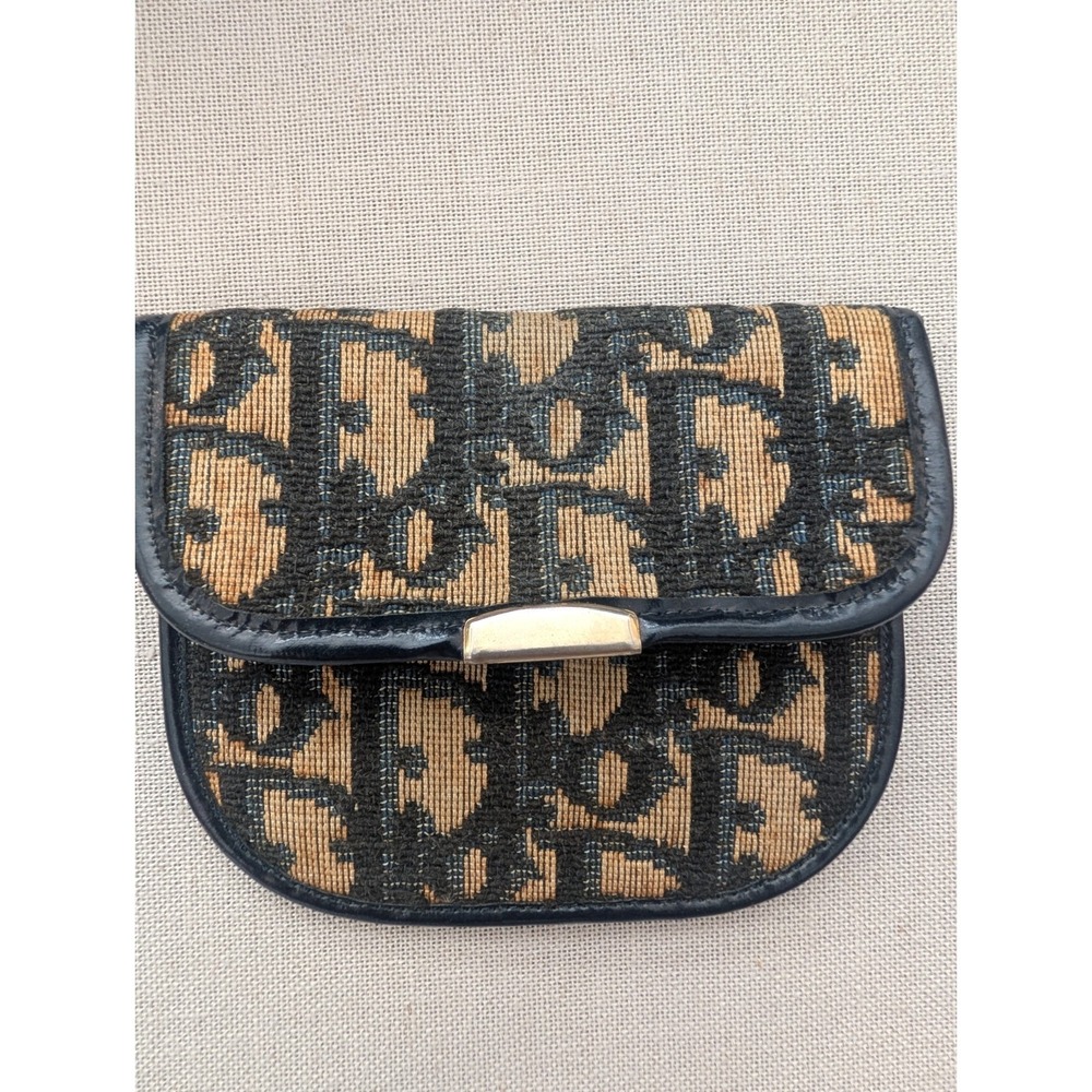 DIOR Trotter Canvas/Leather Coin/Card Pouch with COA